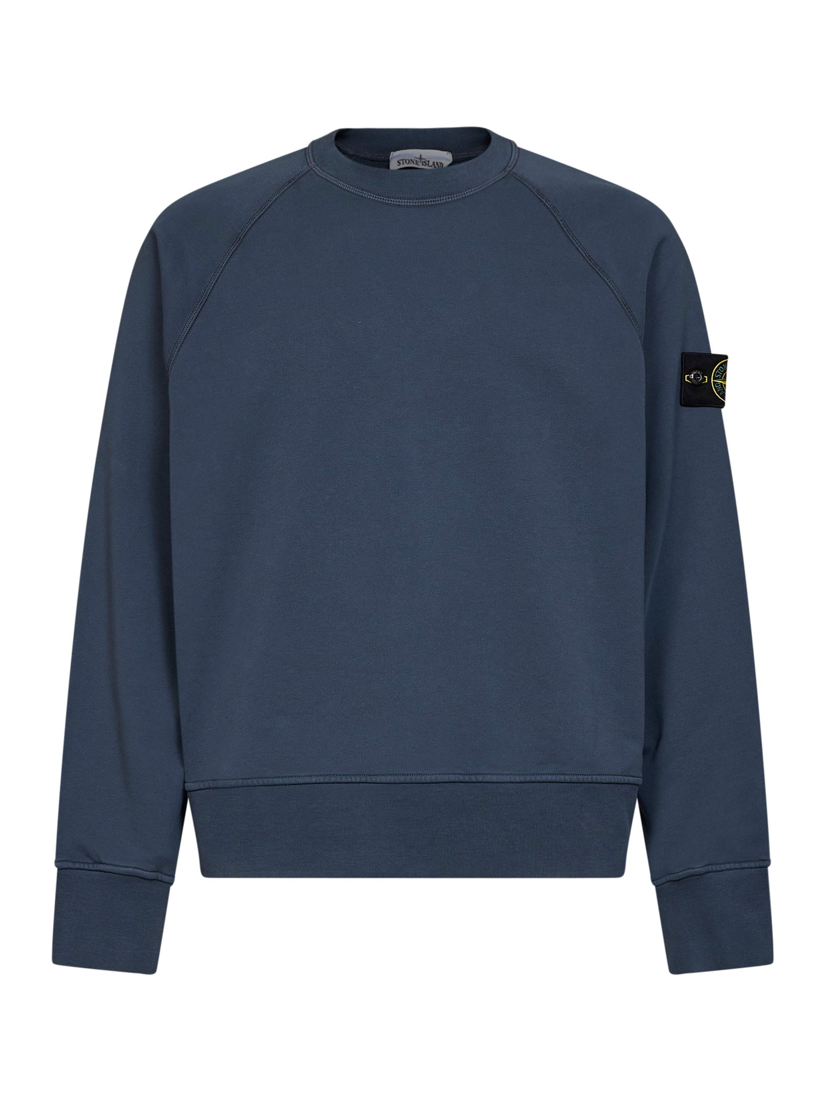 Stone Island Men Slate Blue Cotton Crewneck Sweatshirt