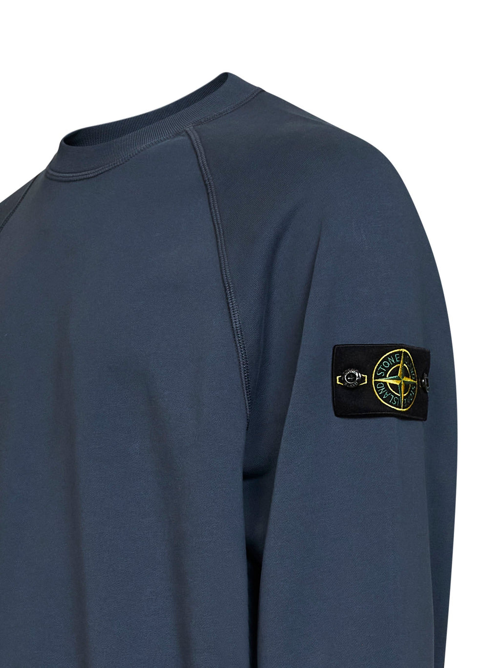 Stone Island Men Slate Blue Cotton Crewneck Sweatshirt