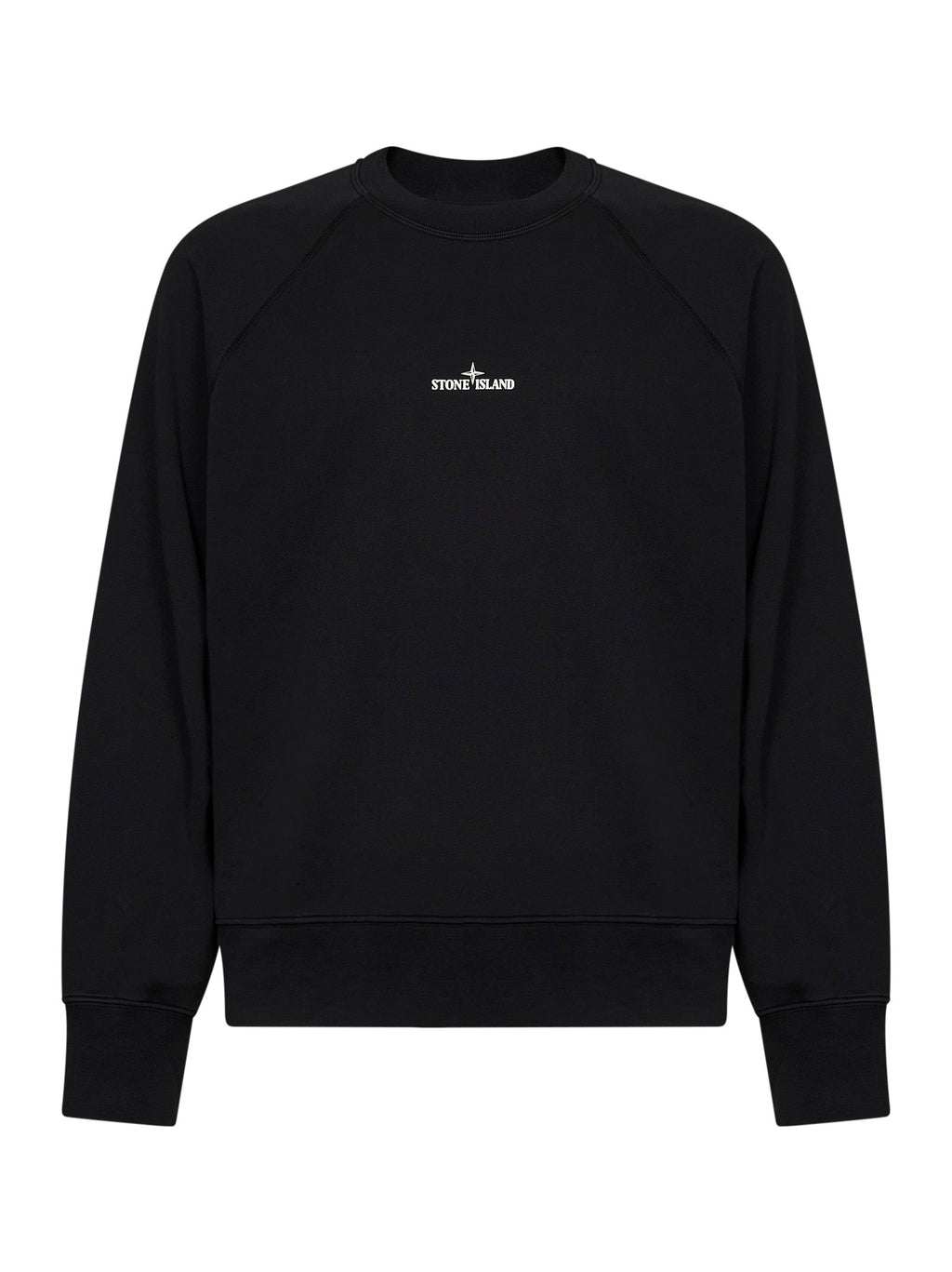 Stone Island Men Black Cotton Crewneck Sweatshirt With Compass Print