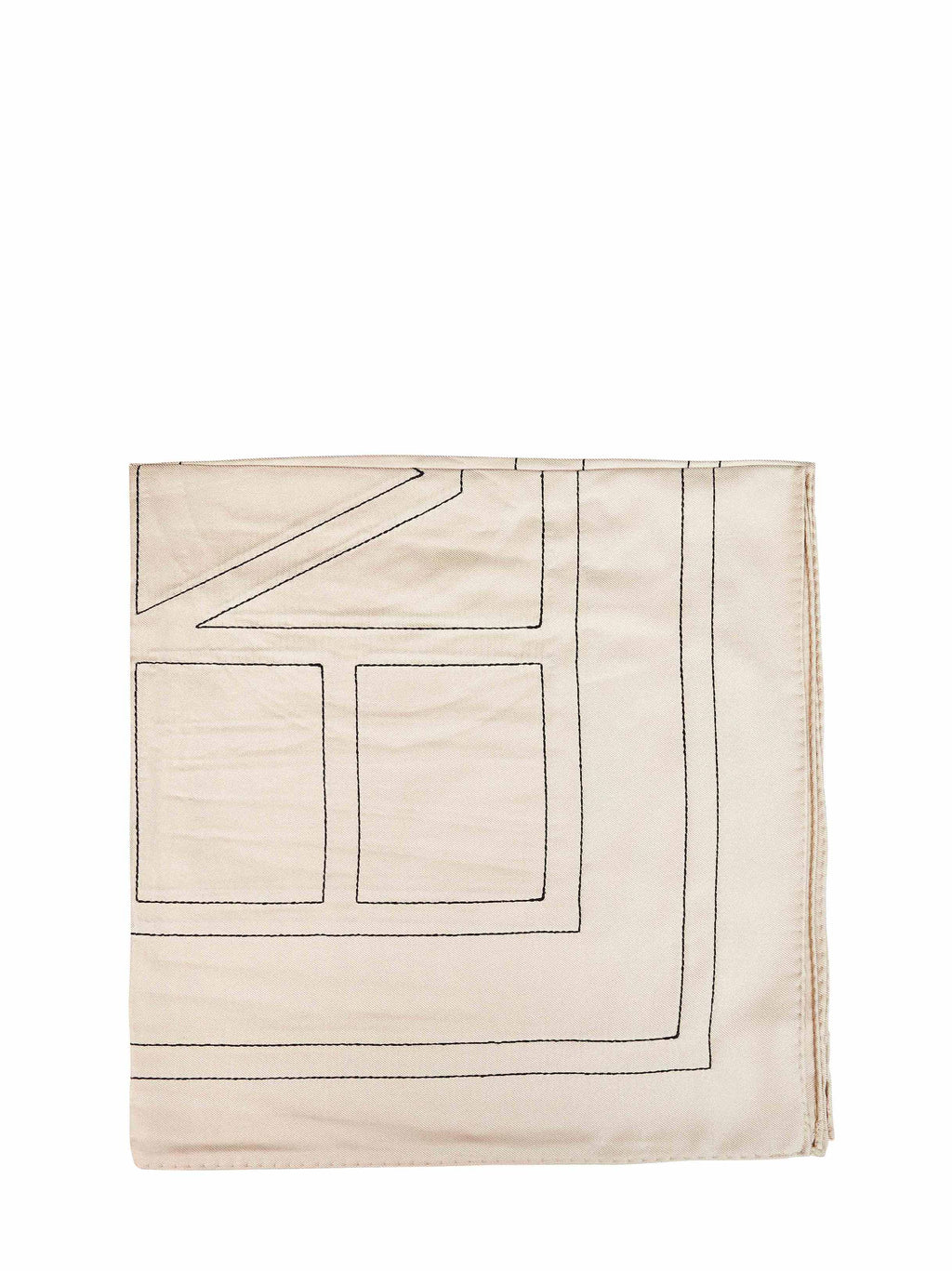 Toteme Women Ivory Silk Embroidered Monogram Scarf