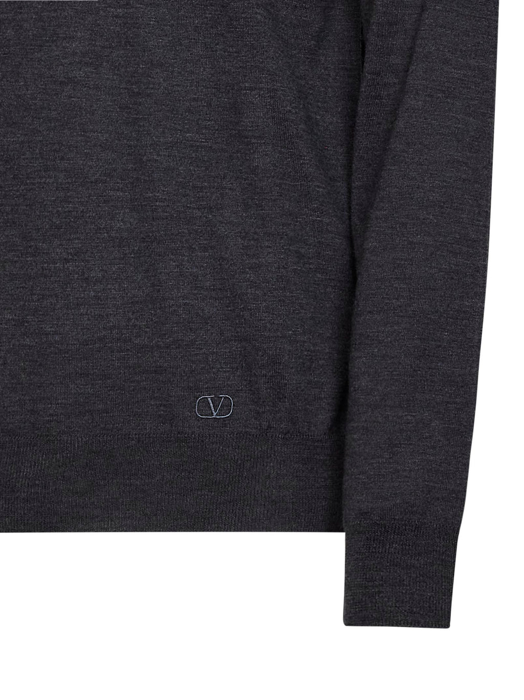 Valentino Men Dark Grey Wool Valentino Polo Shirt With Vlogo Embroidery