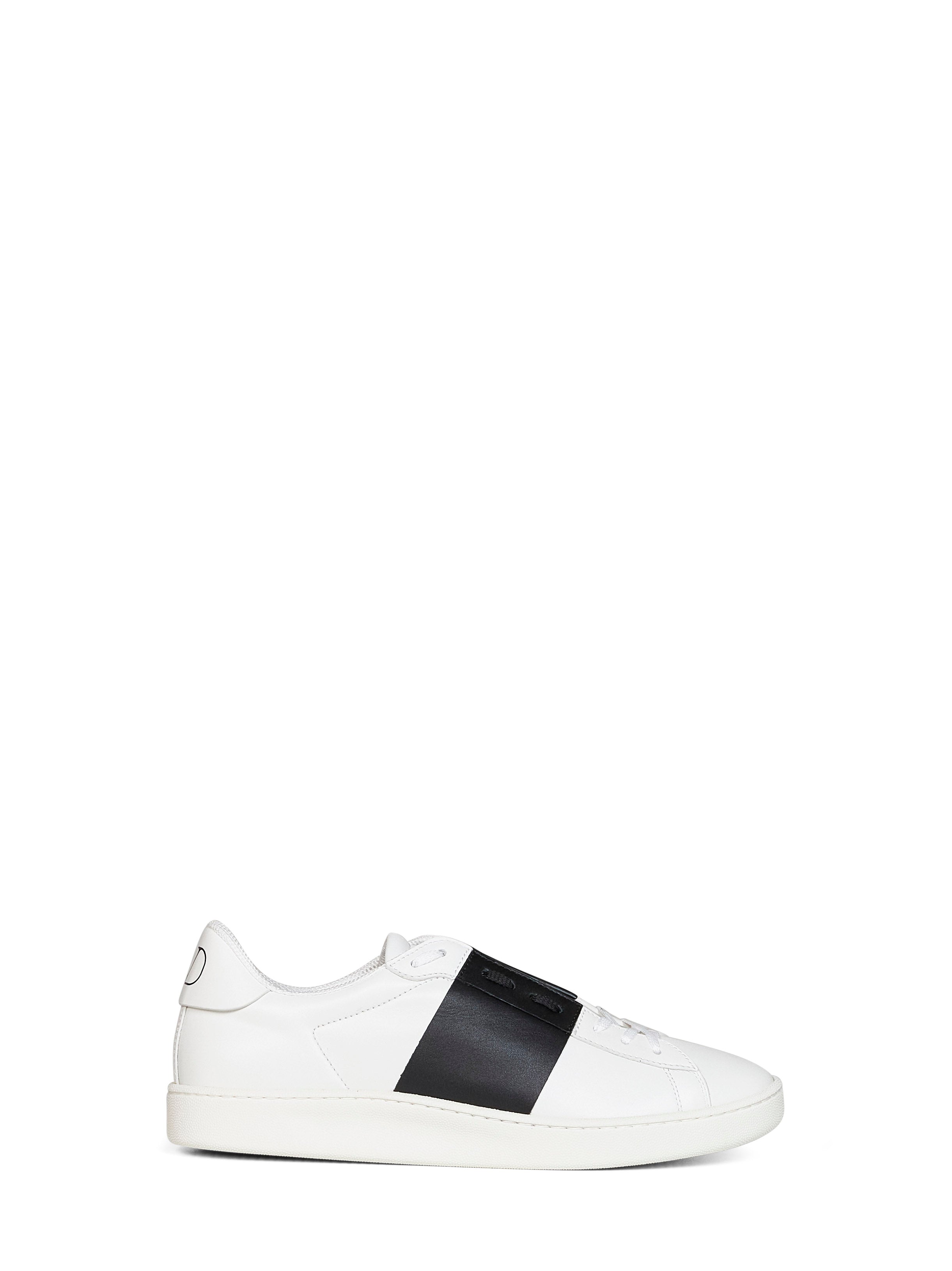 Valentino Garavani Men White And Black Nappa Calfskin Open Royco Sneakers