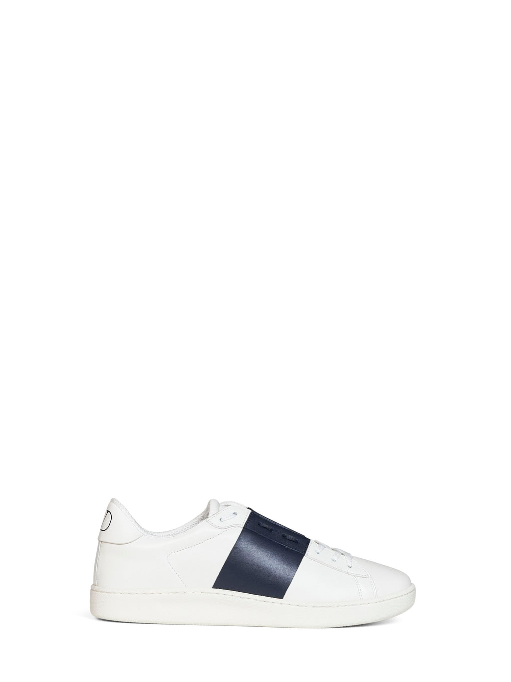 Valentino Garavani Men White And Navy Blue Nappa Calfskin Open Royco Sneakers