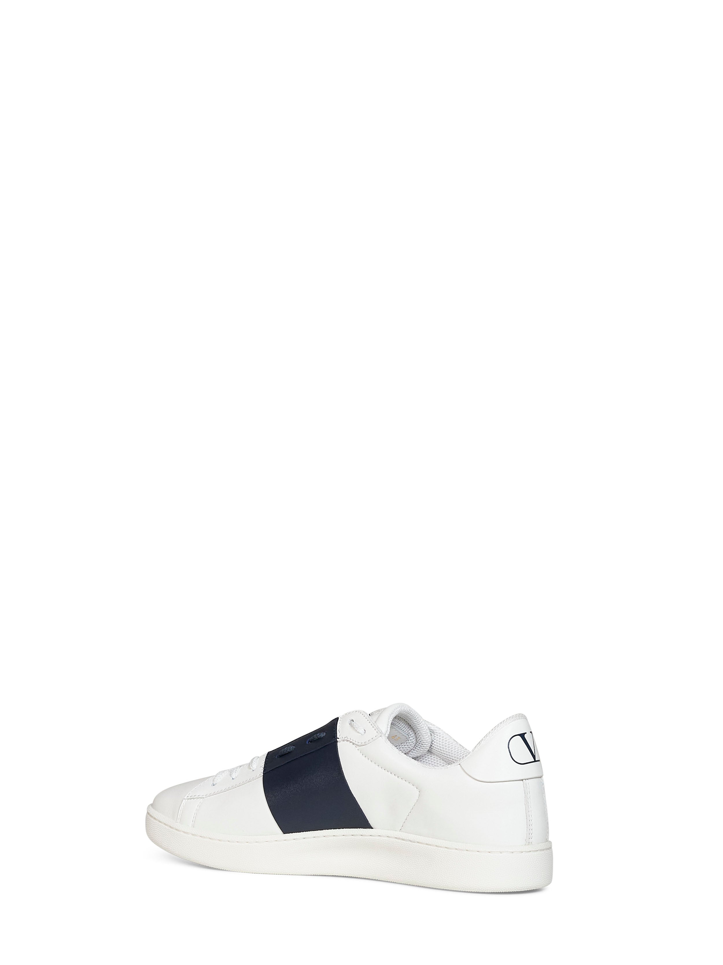 Valentino Garavani Men White And Navy Blue Nappa Calfskin Open Royco Sneakers