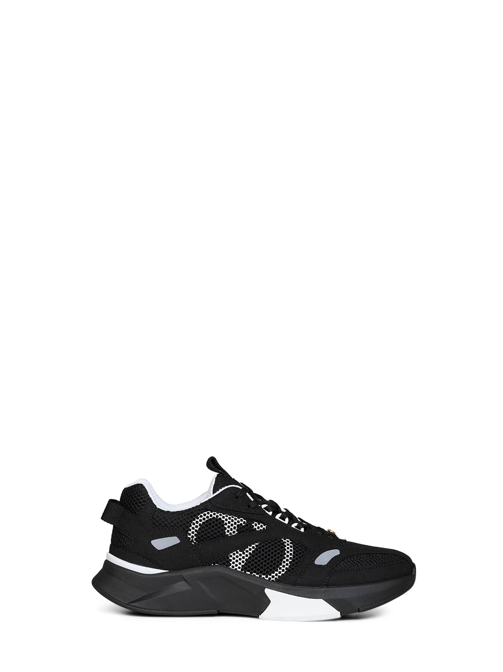Valentino Garavani Men Black And Grey Mesh And Suede Demivee Sneakers