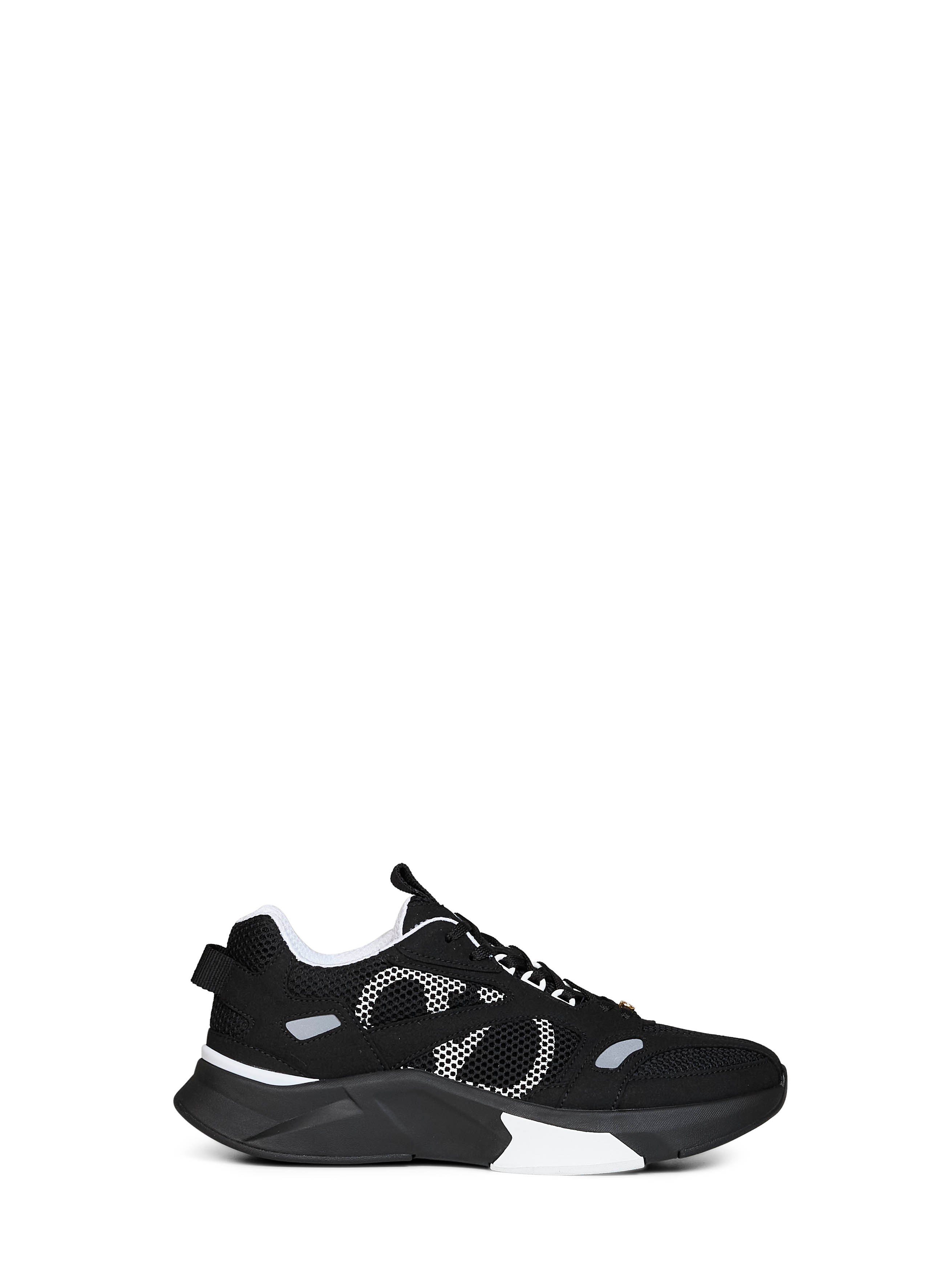 Valentino Garavani Men Black And Grey Mesh And Suede Demivee Sneakers