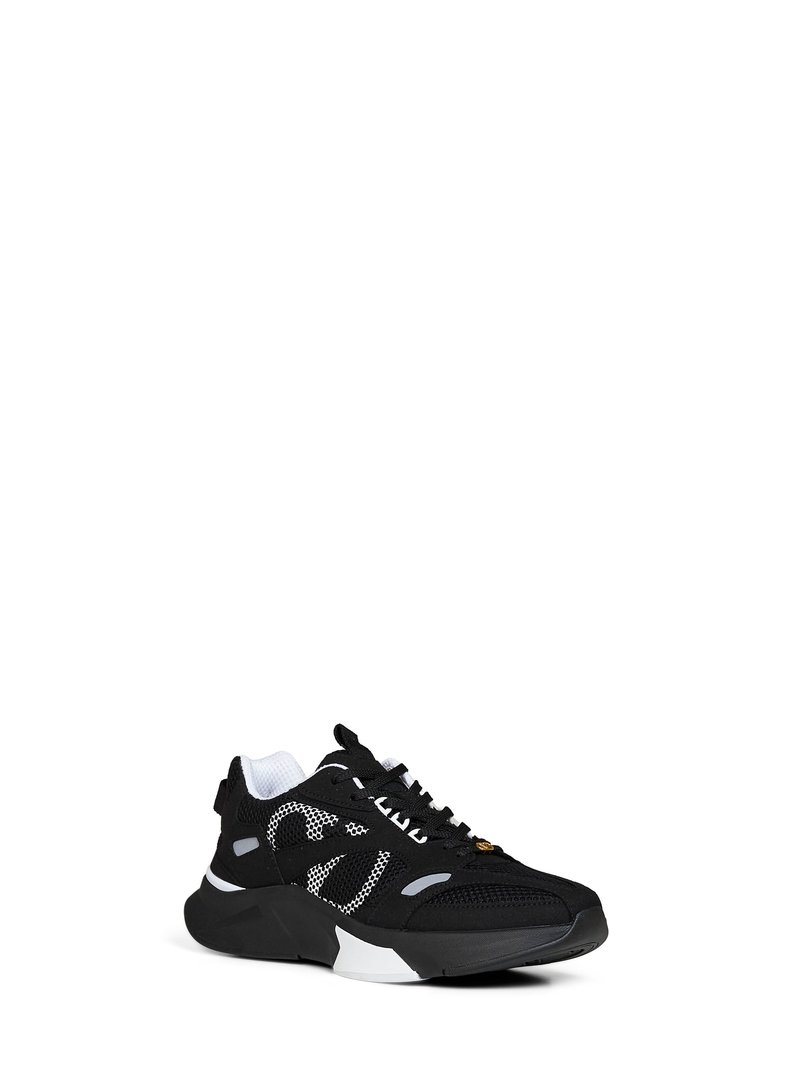 Valentino Garavani Men Black And Grey Mesh And Suede Demivee Sneakers