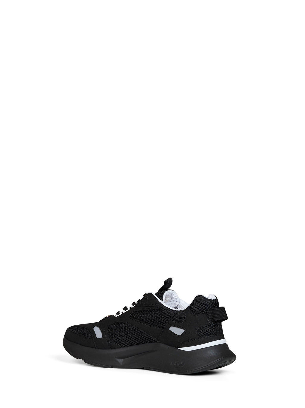 Valentino Garavani Men Black And Grey Mesh And Suede Demivee Sneakers