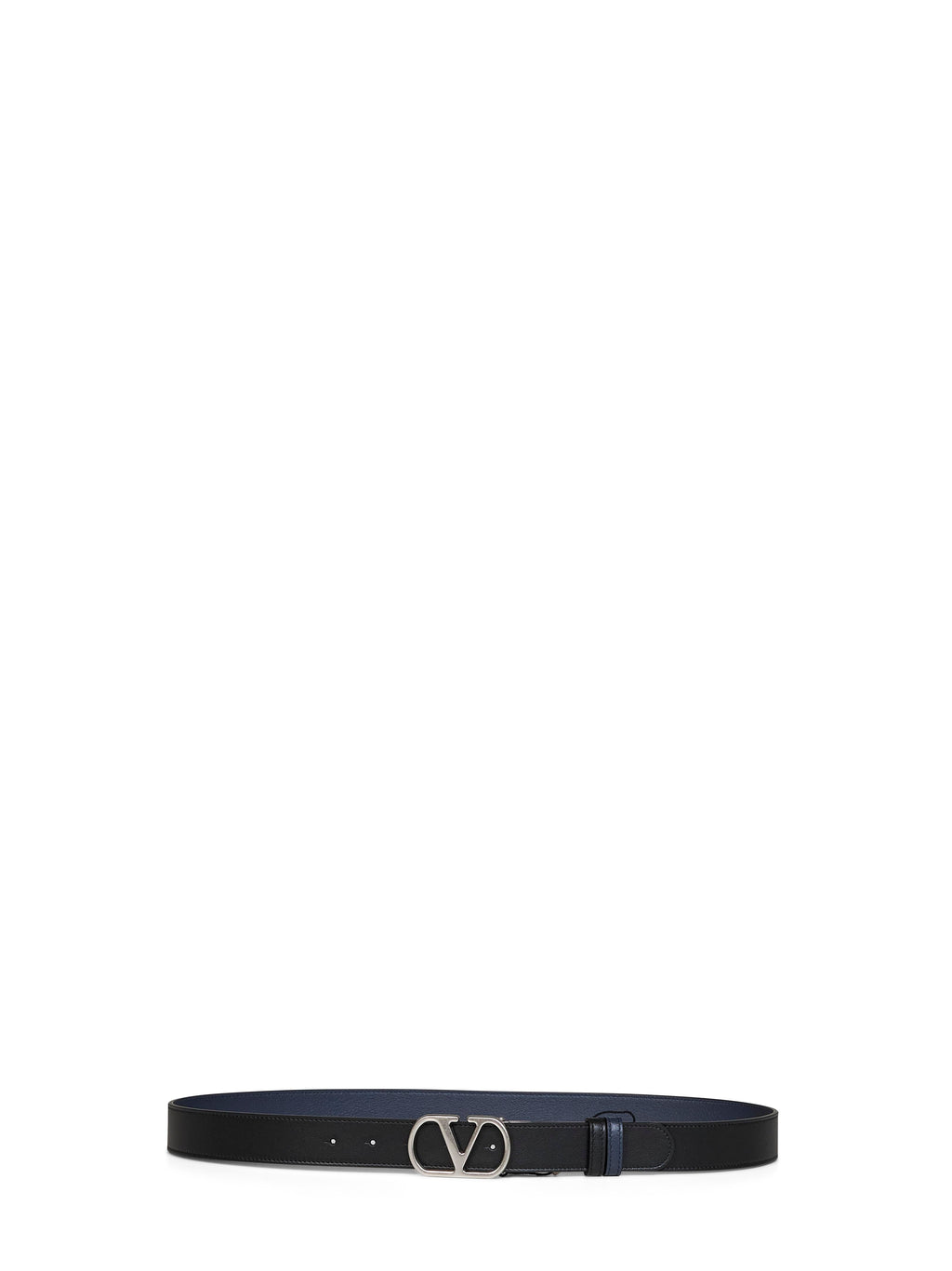 Valentino Garavani Men Black And Navy Blue Vlogo Signature Reversible Belt