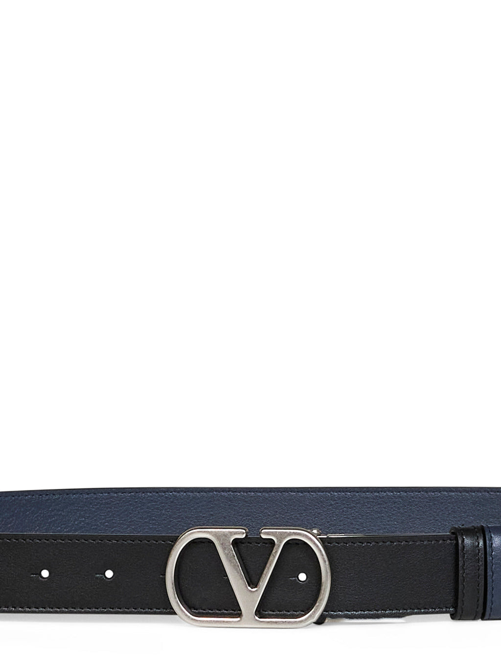 Valentino Garavani Men Black And Navy Blue Vlogo Signature Reversible Belt