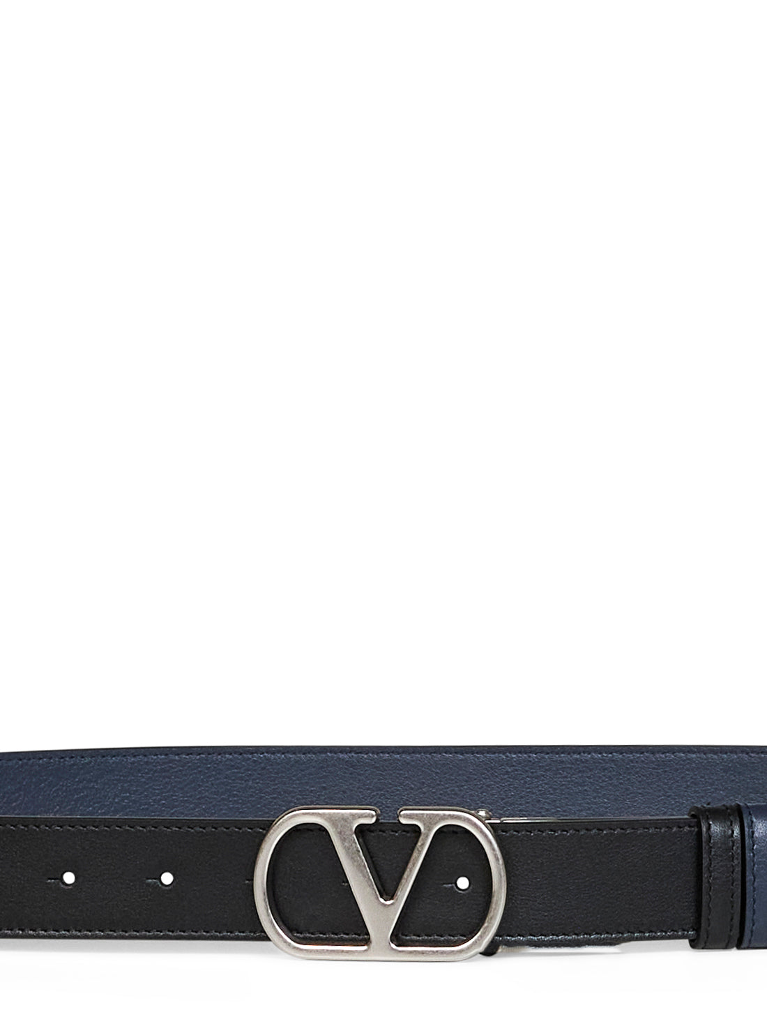 Valentino Garavani Men Black And Navy Blue Vlogo Signature Reversible Belt
