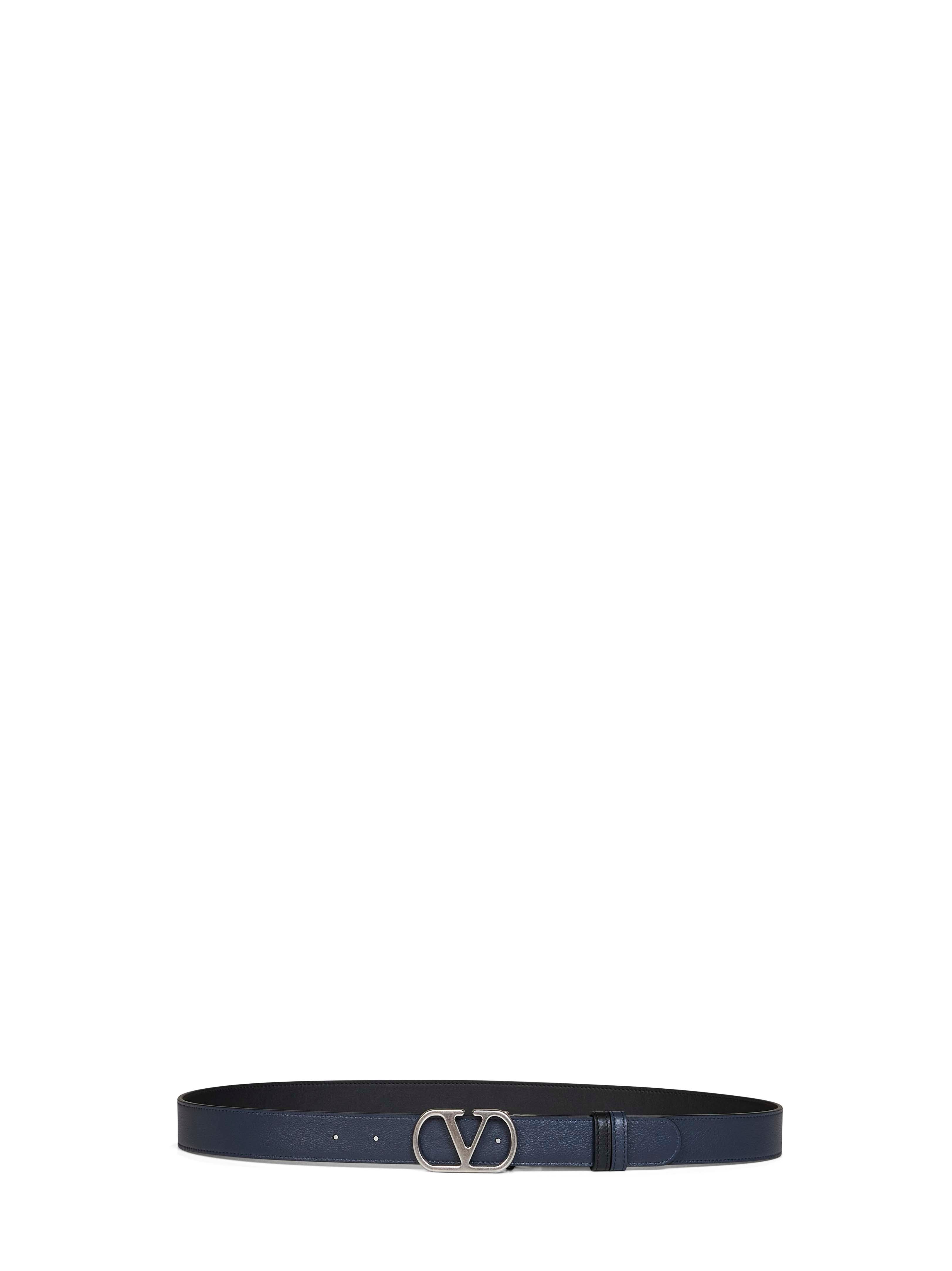 Valentino Garavani Men Black And Navy Blue Vlogo Signature Reversible Belt