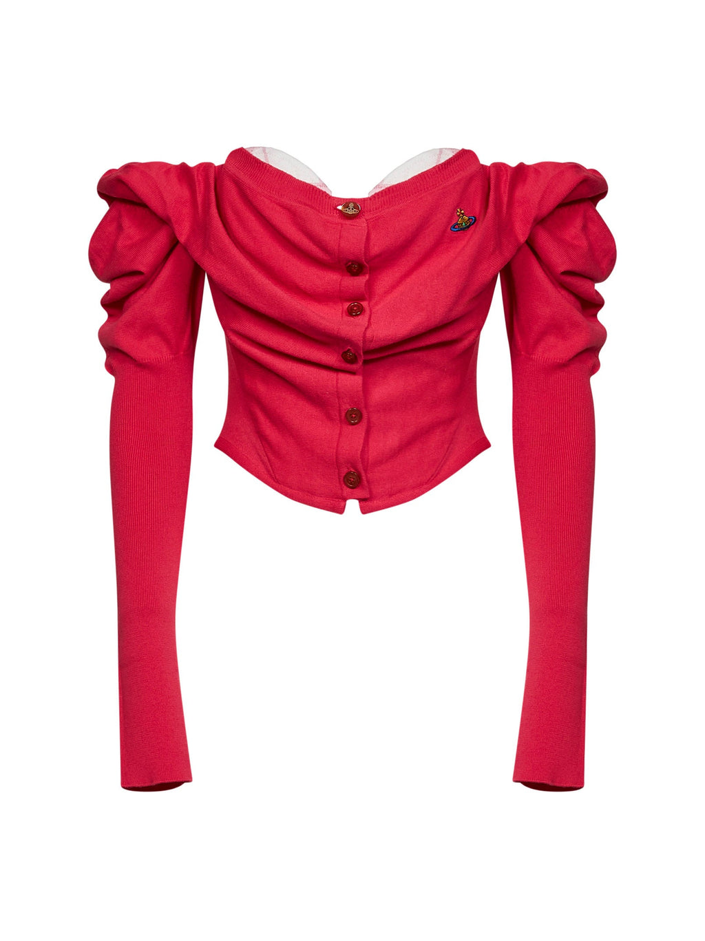 Vivienne Westwood Women Raspberry Knit Bea Corset Draped Cardigan