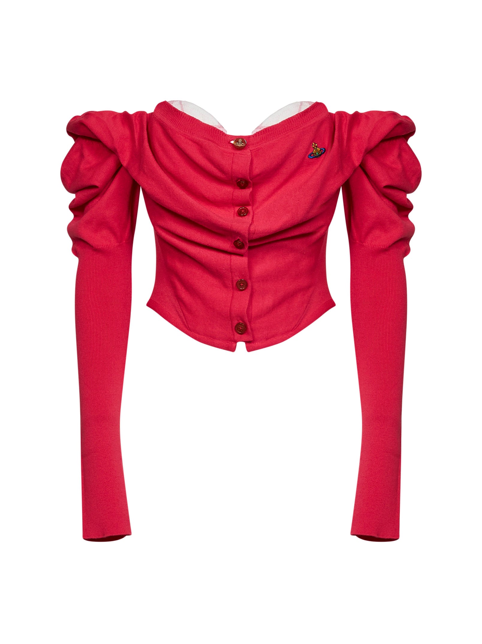 Vivienne Westwood Women Raspberry Knit Bea Corset Draped Cardigan