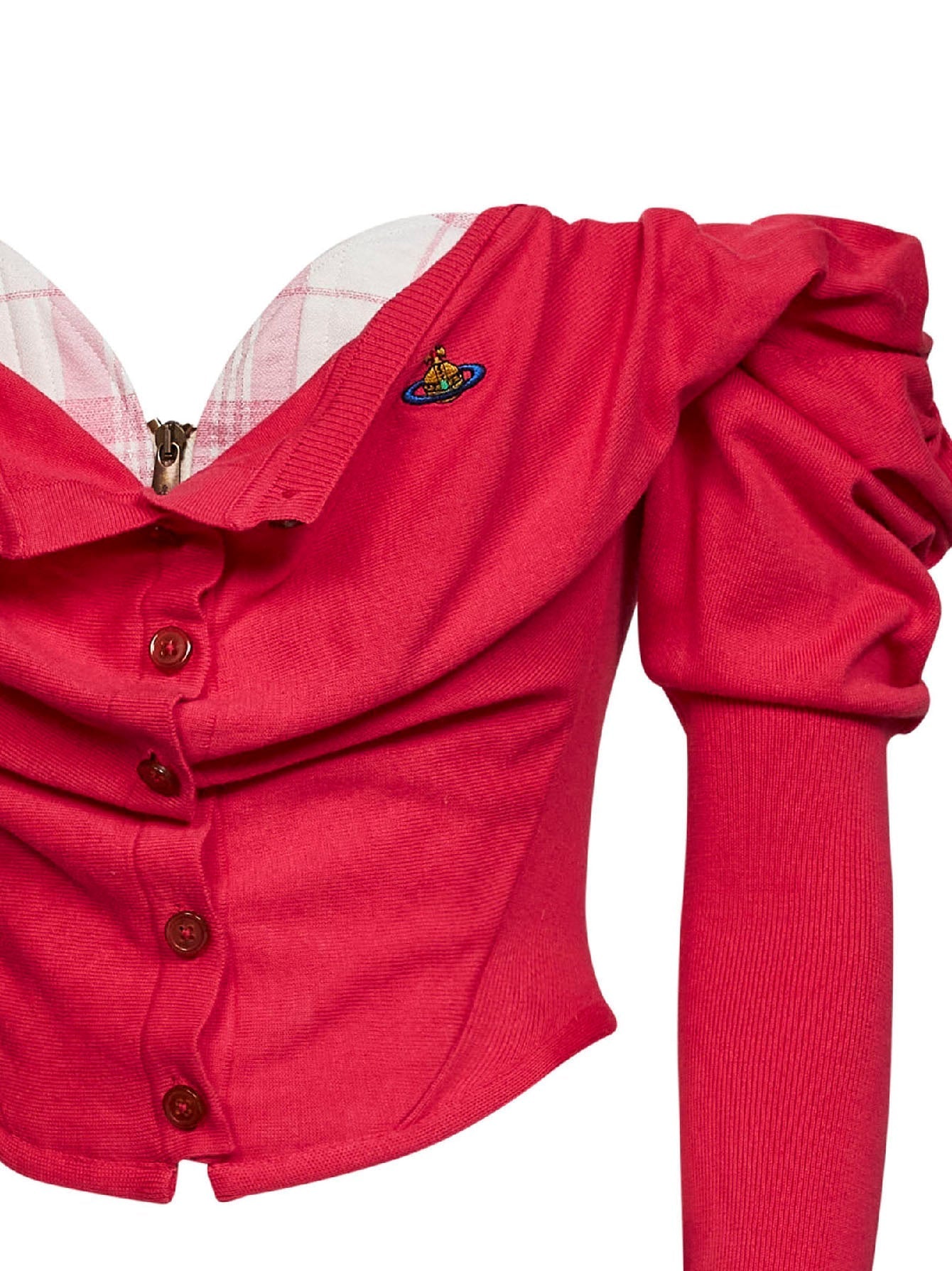 Vivienne Westwood Women Raspberry Knit Bea Corset Draped Cardigan