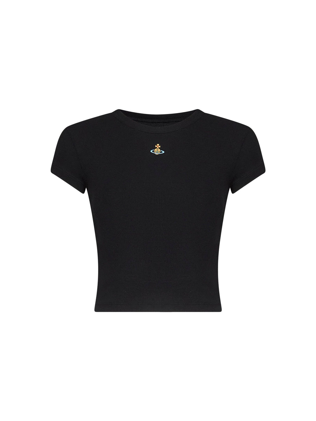 Vivienne Westwood Women Black Ribbed Jersey Baby Peru Cropped T-Shirt