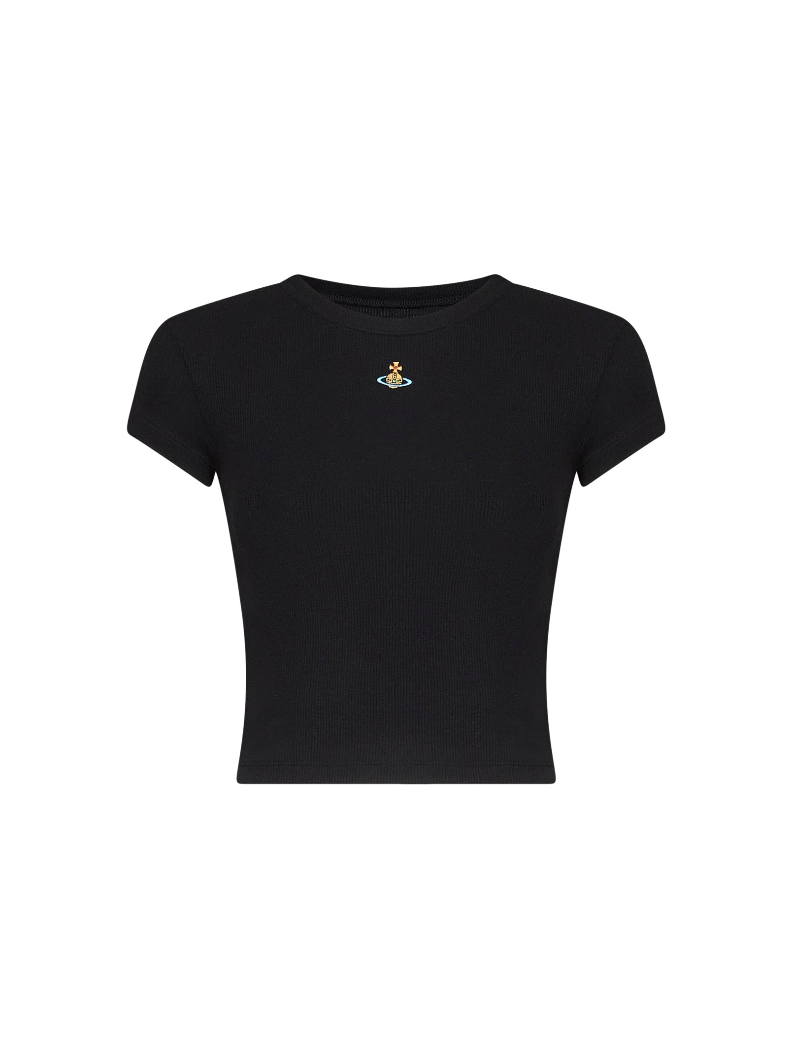 Vivienne Westwood Women Black Ribbed Jersey Baby Peru Cropped T-Shirt