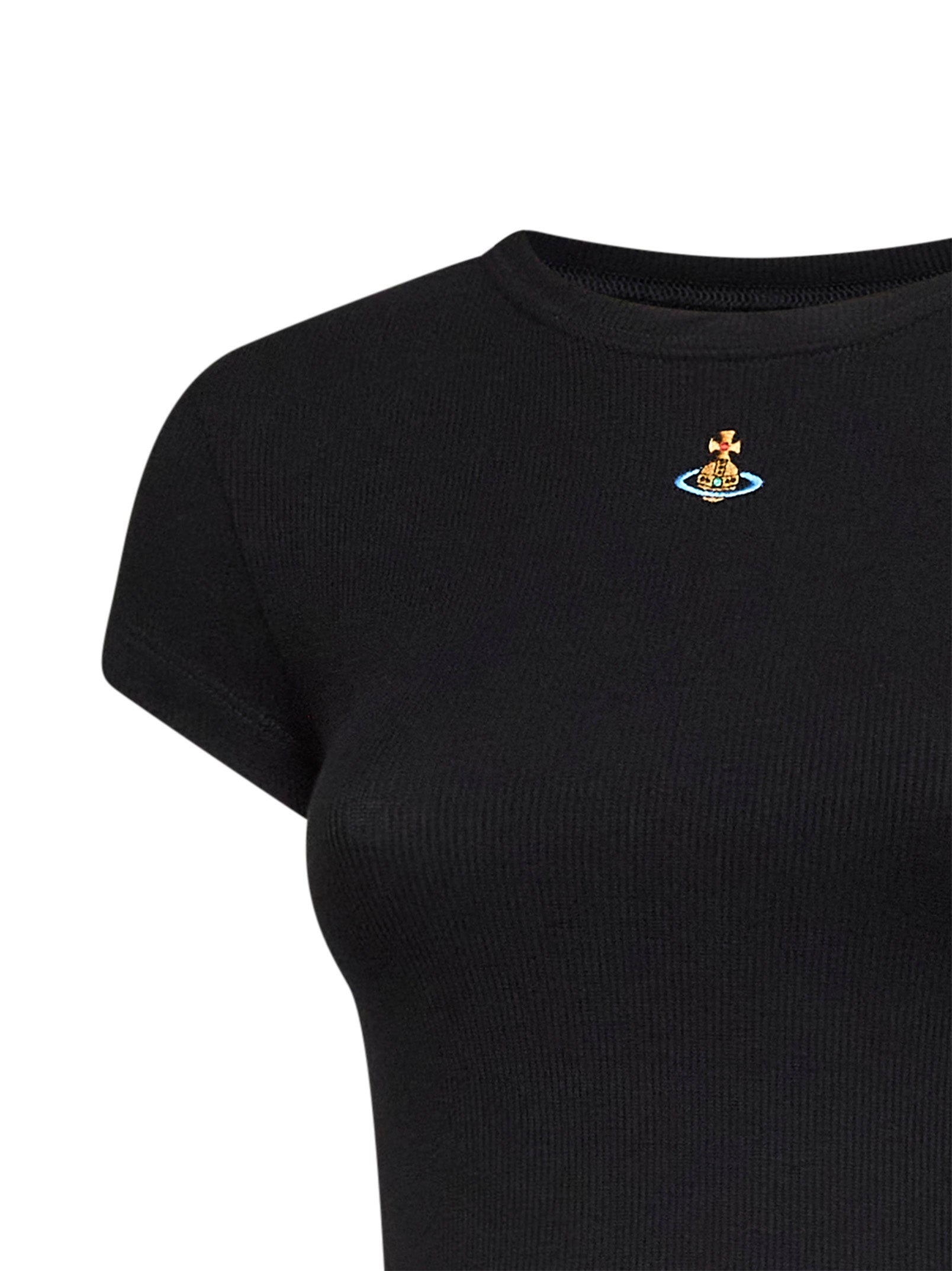 Vivienne Westwood Women Black Ribbed Jersey Baby Peru Cropped T-Shirt
