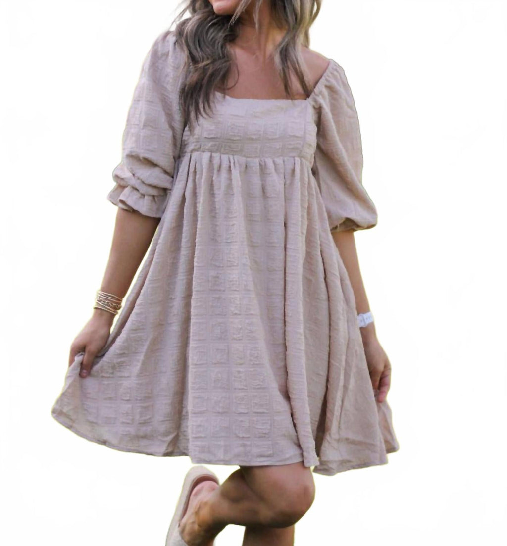 Latte Babydoll Dress In Beige