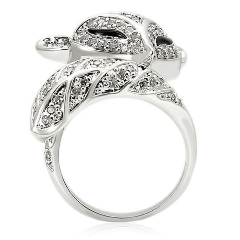 Rhodium Brass Ring with AAA Grade CZ in Clear