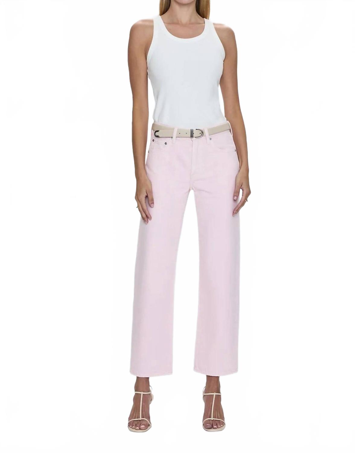 Lexi Mid Rise Bowed Leg Jeans In Blush