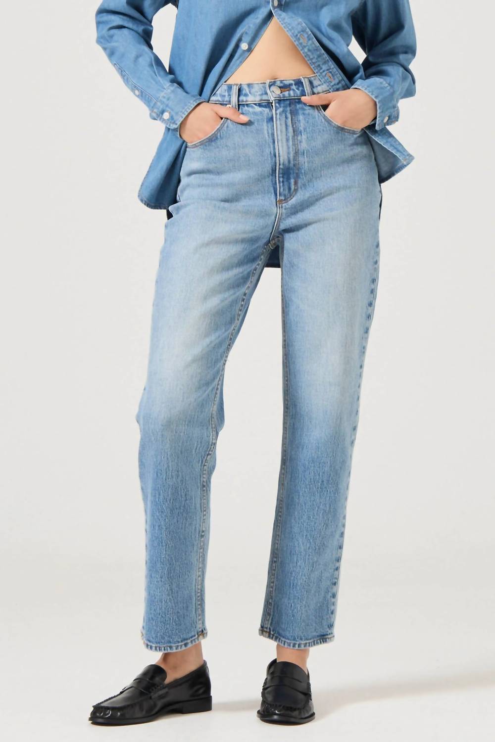 Loulou High Rise Straight Leg Jean In Lennon Blue