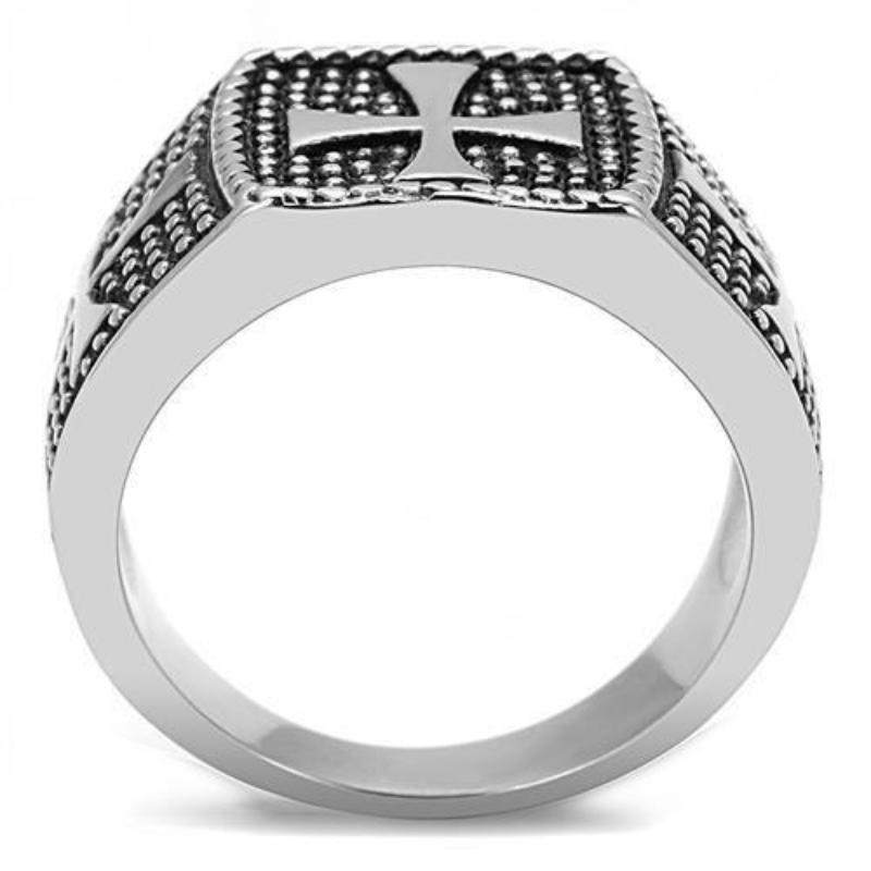 High polished (no plating) Stainless Steel Ring with Epoxy in Jet