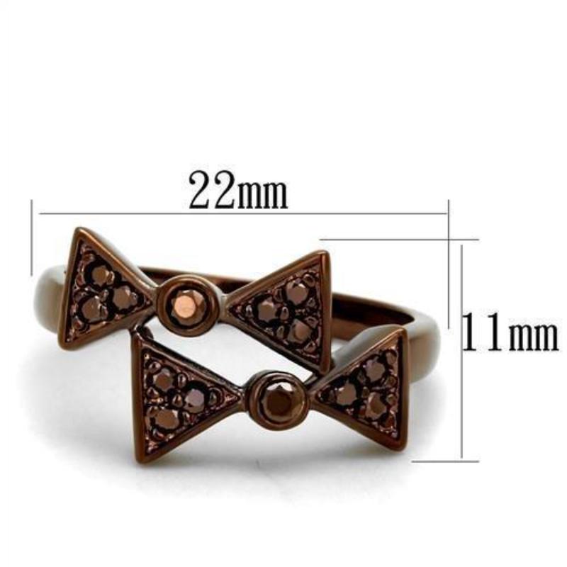 IP Coffee light Brass Ring with AAA Grade CZ in Light Coffee