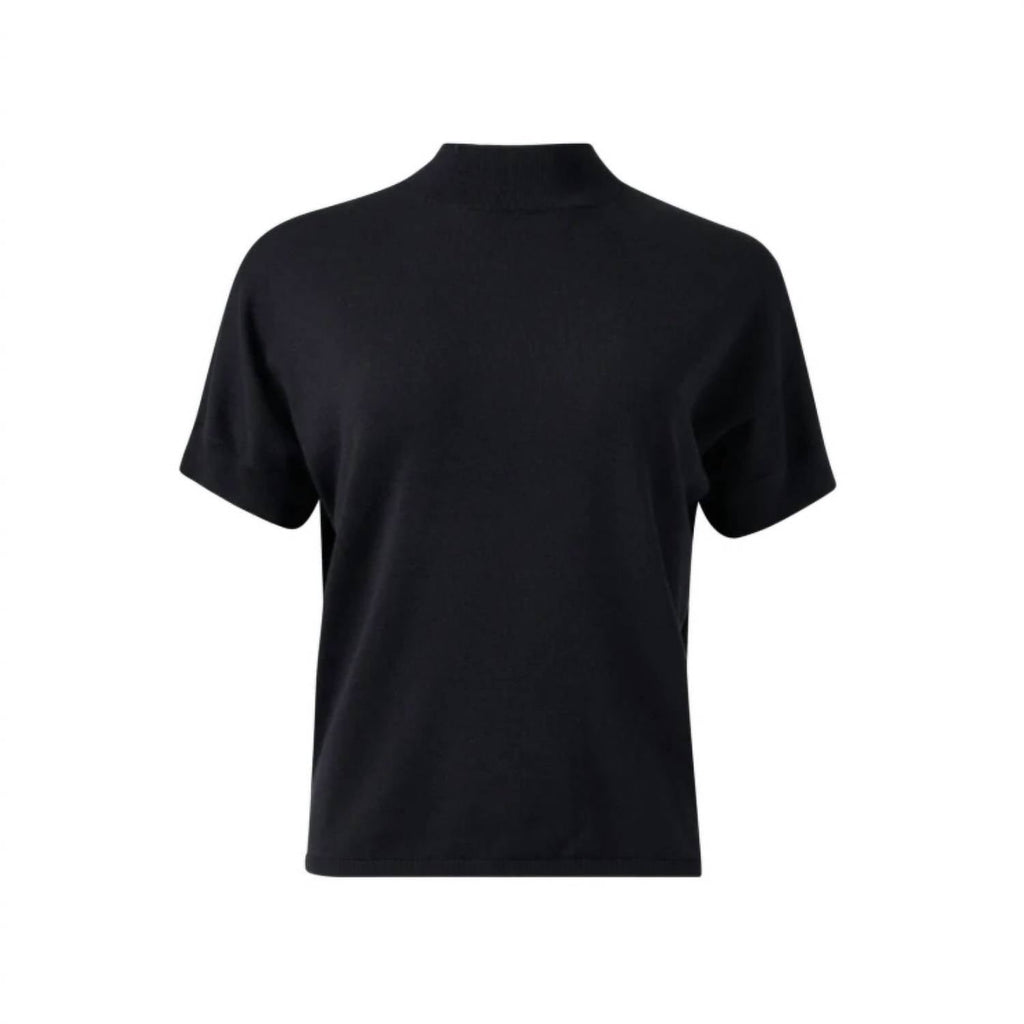 Mock Neck Short Sleeve Top In Black