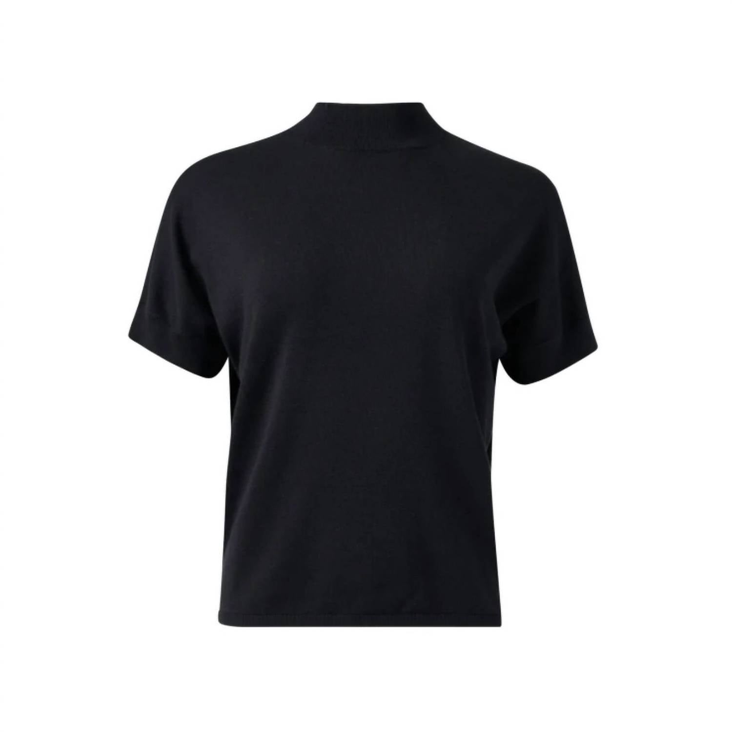 Mock Neck Short Sleeve Top In Black