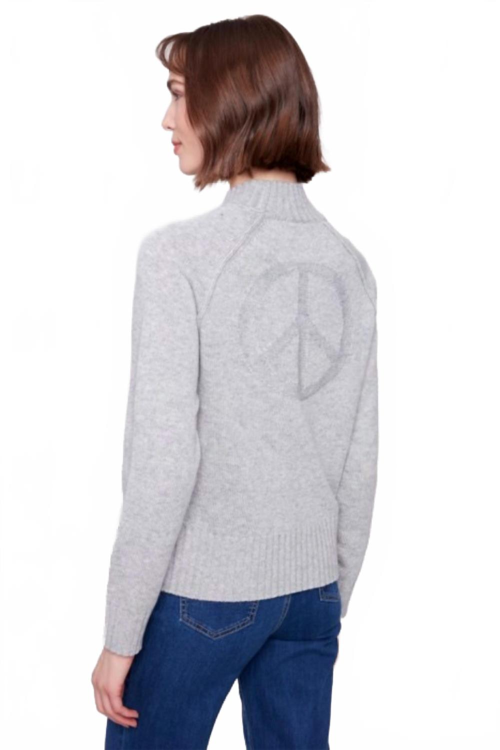 Raglan Long Sleeved Mock Neck Sweater In Light Grey