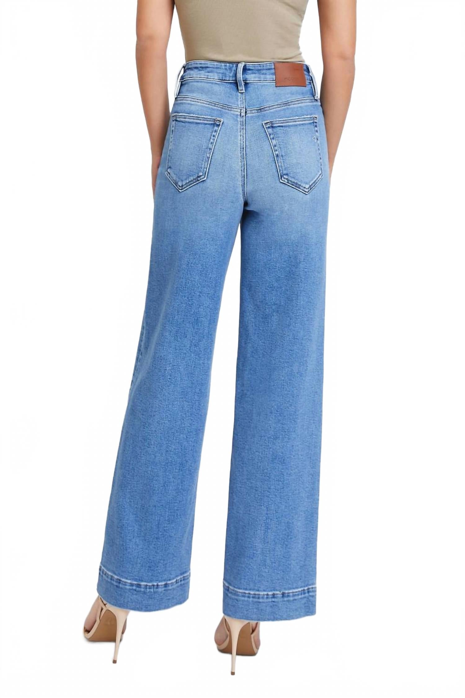 Nori Front Pocket Wide Leg Jeans In Medium Blue