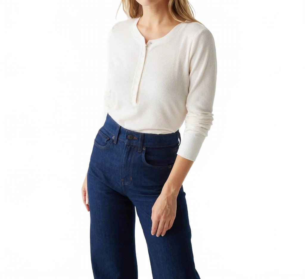 Regan Thermal Henley Tee In Chalk