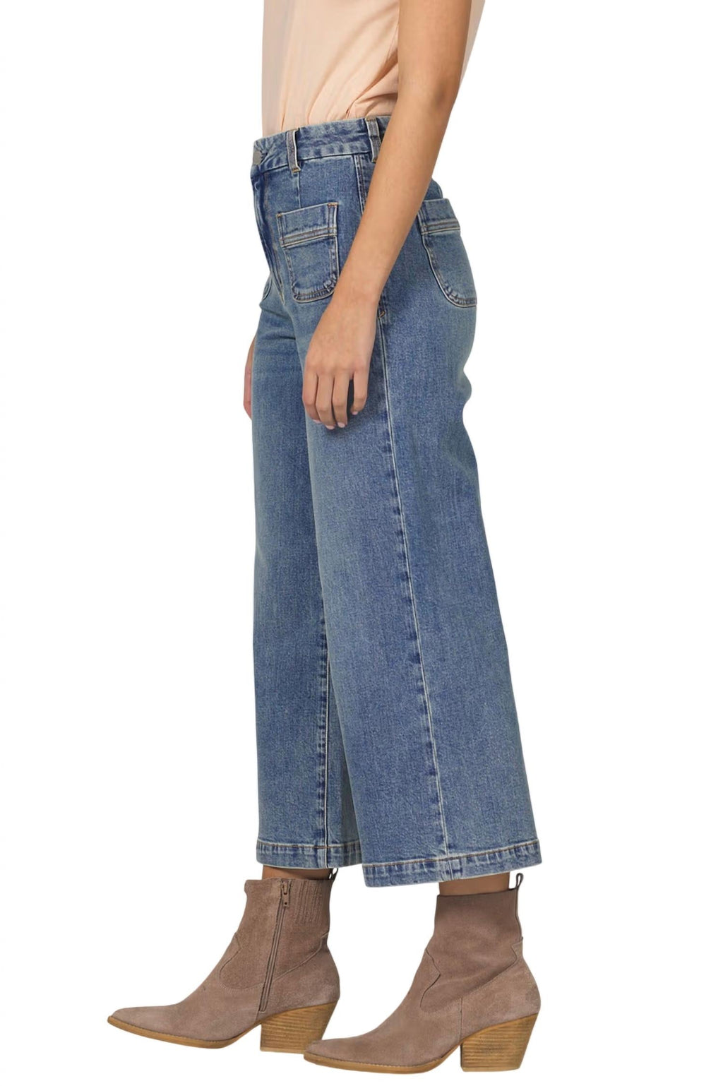 Audrey High Rise Wide Leg Crop Jeans In Waikiki