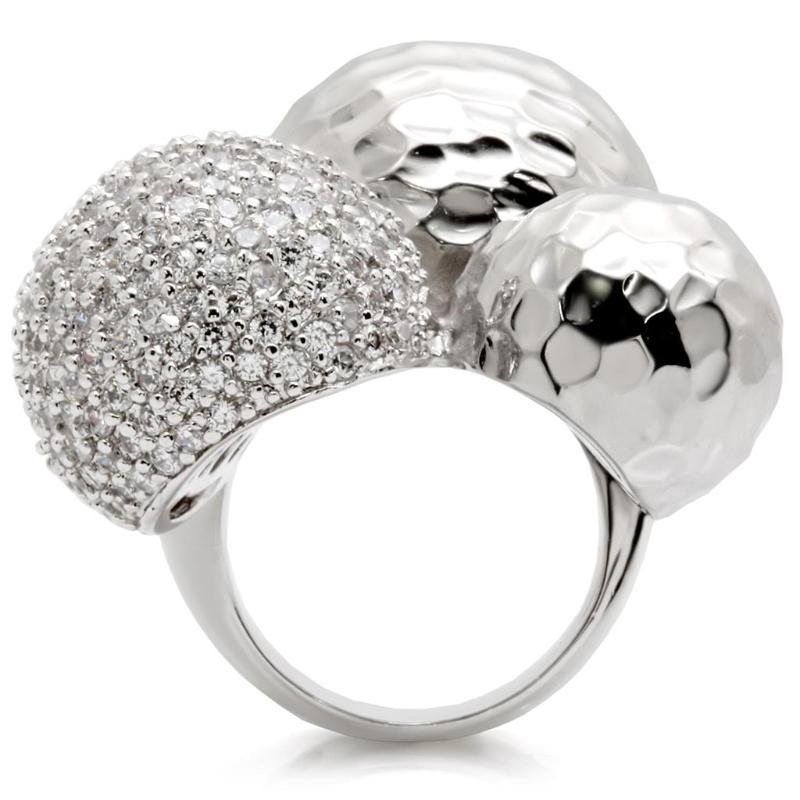 Rhodium Brass Ring with AAA Grade CZ in Clear