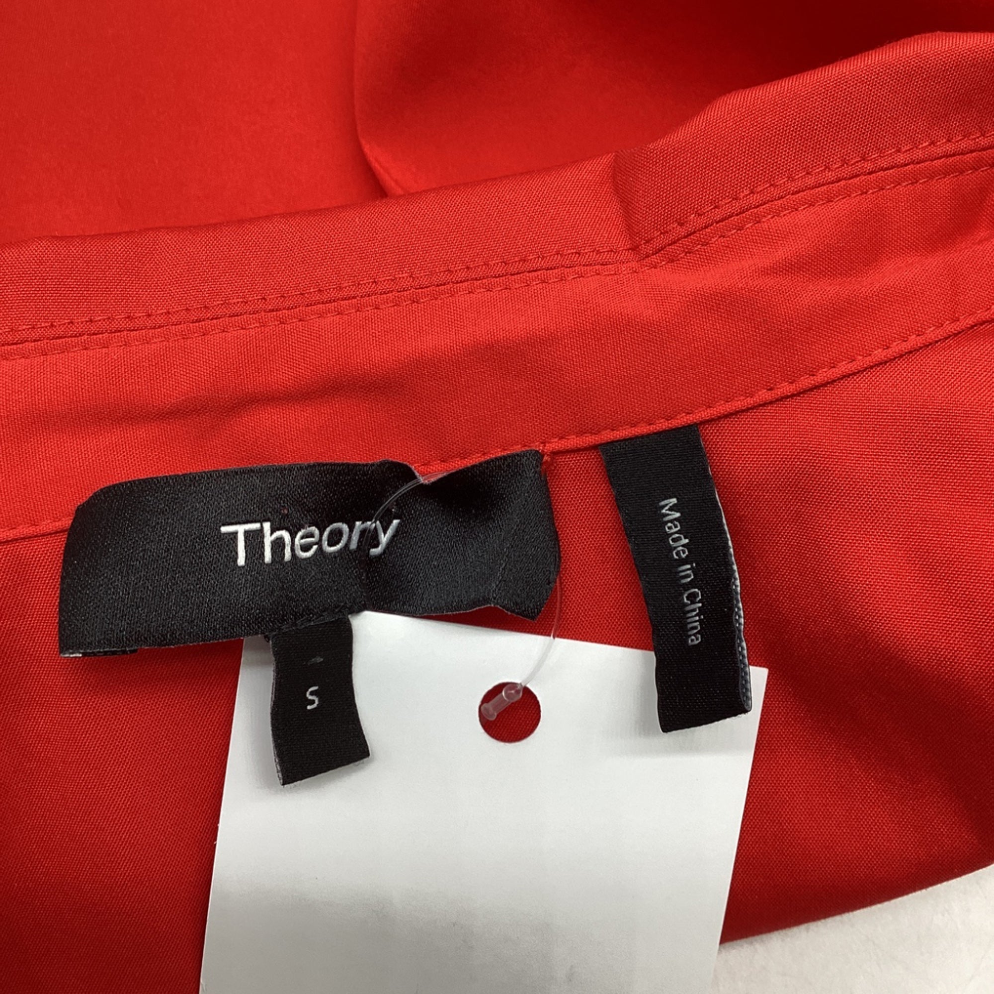 Theory Button-Down Camp Shirt in Red Cotton