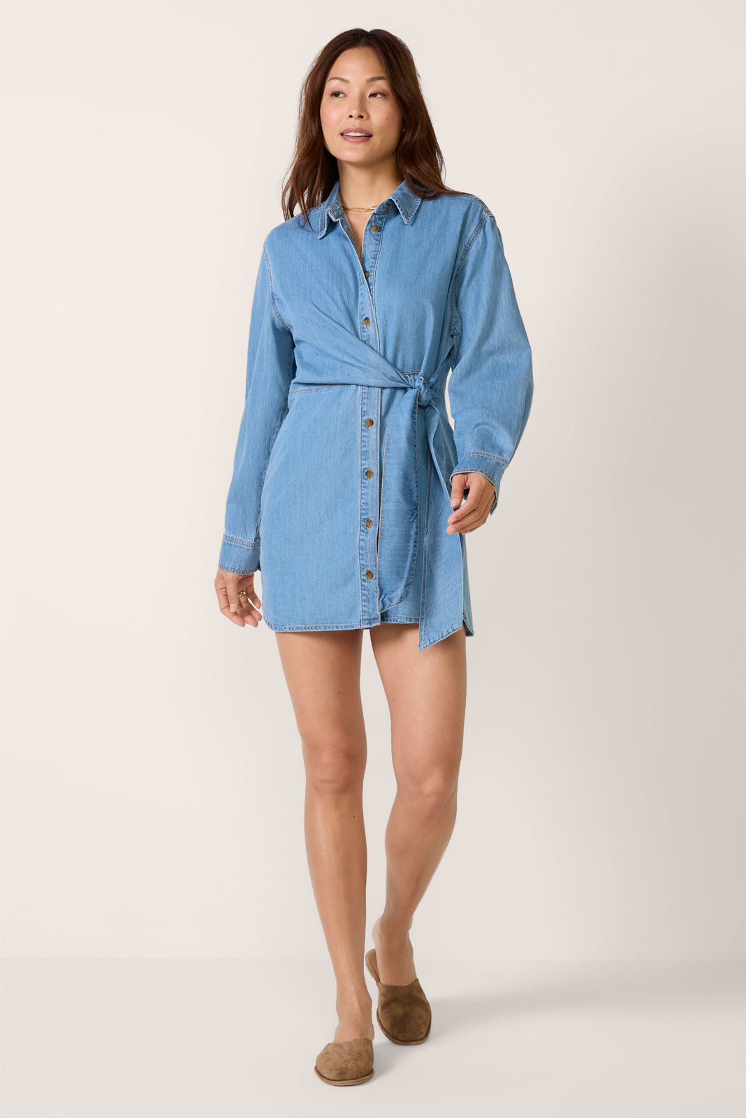 Women's Denim Wrap Shirt Dress