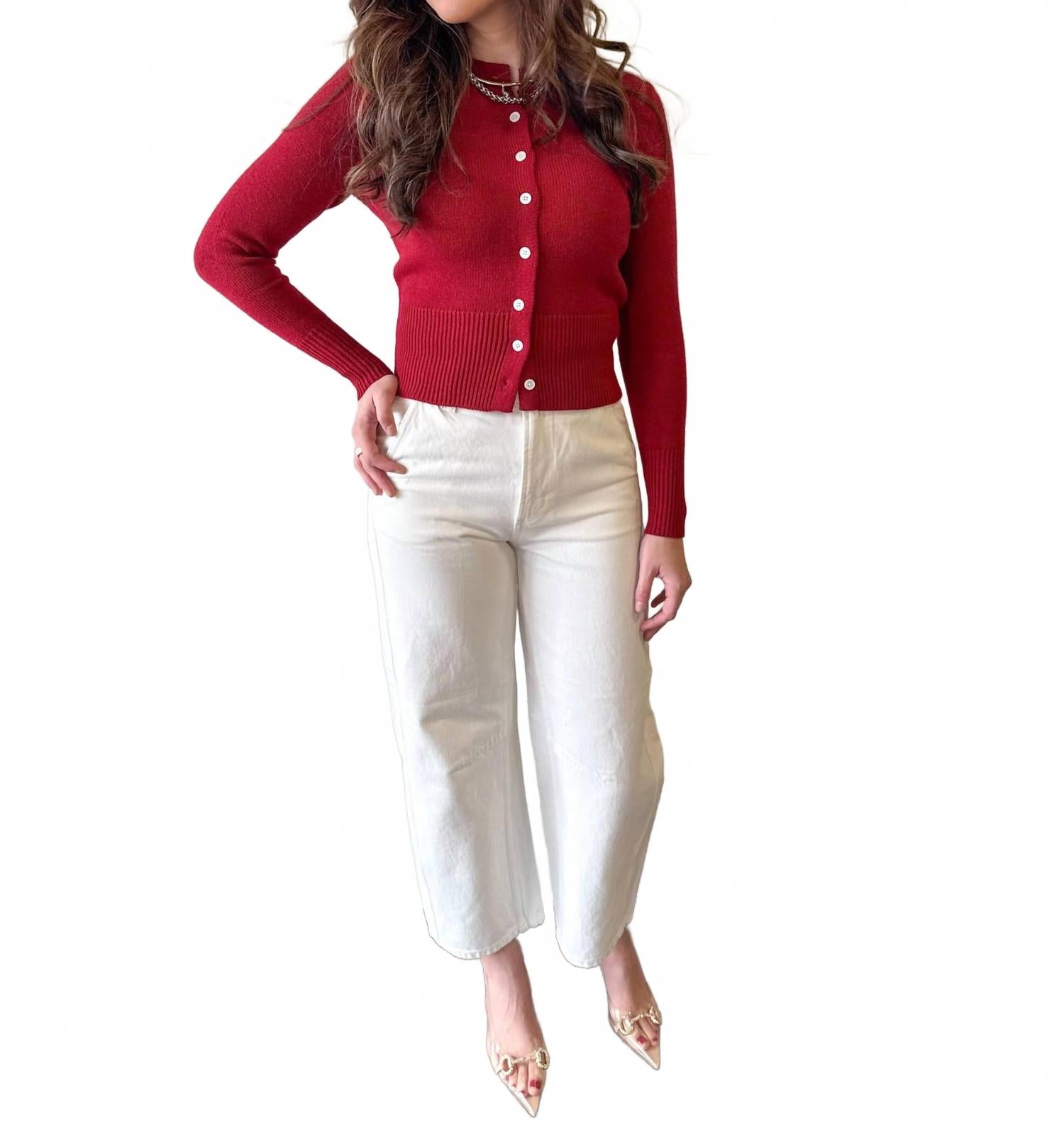 Berry Bright Cardigan In Crimson