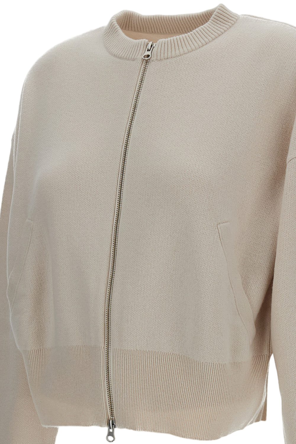 Beige N.478 Xtra Fun Cashmere Zip Cardigan