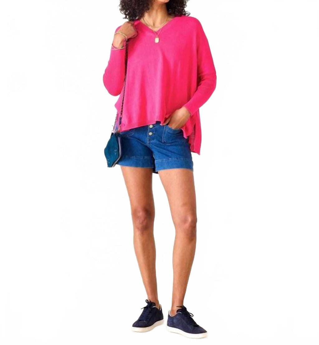 Catalina V-Neck Sweater - Petite In Lipstick