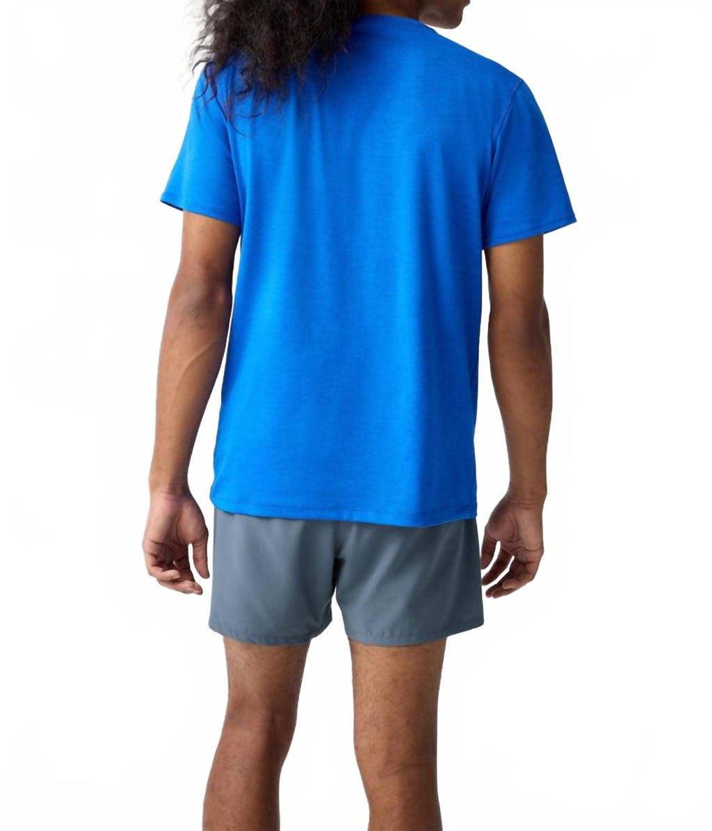 Luxe Short Sleeve Tee In Heather Neo Blue
