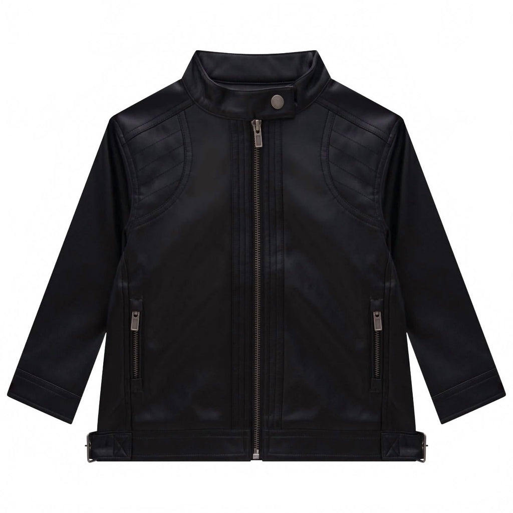 Boys' Leather Jacket In Black
