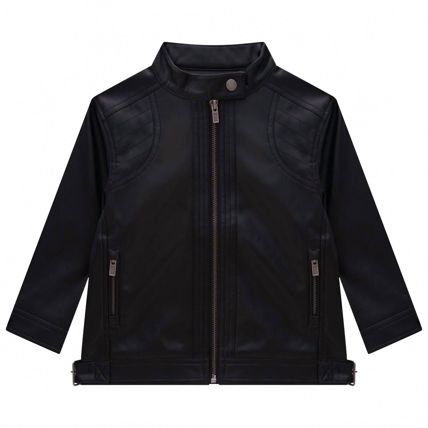 Boys' Leather Jacket In Black