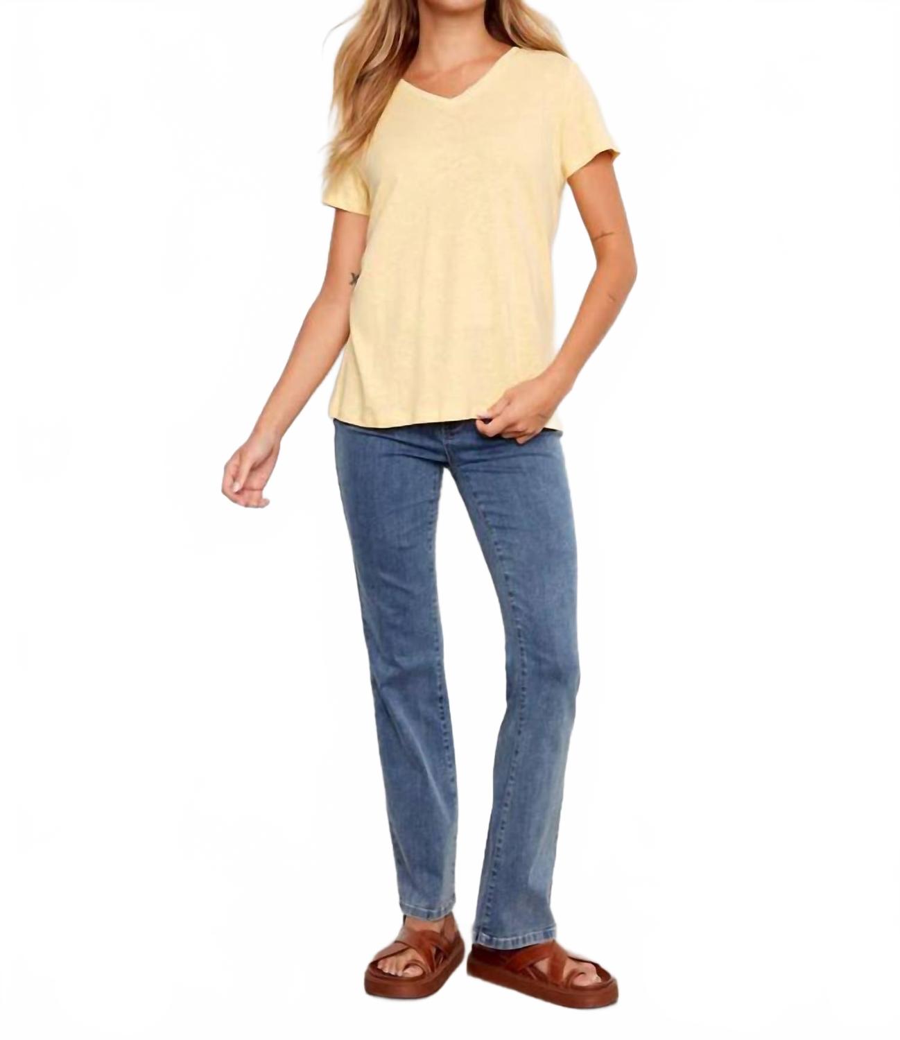 Linen V-Neck T-Shirt In Sunshine
