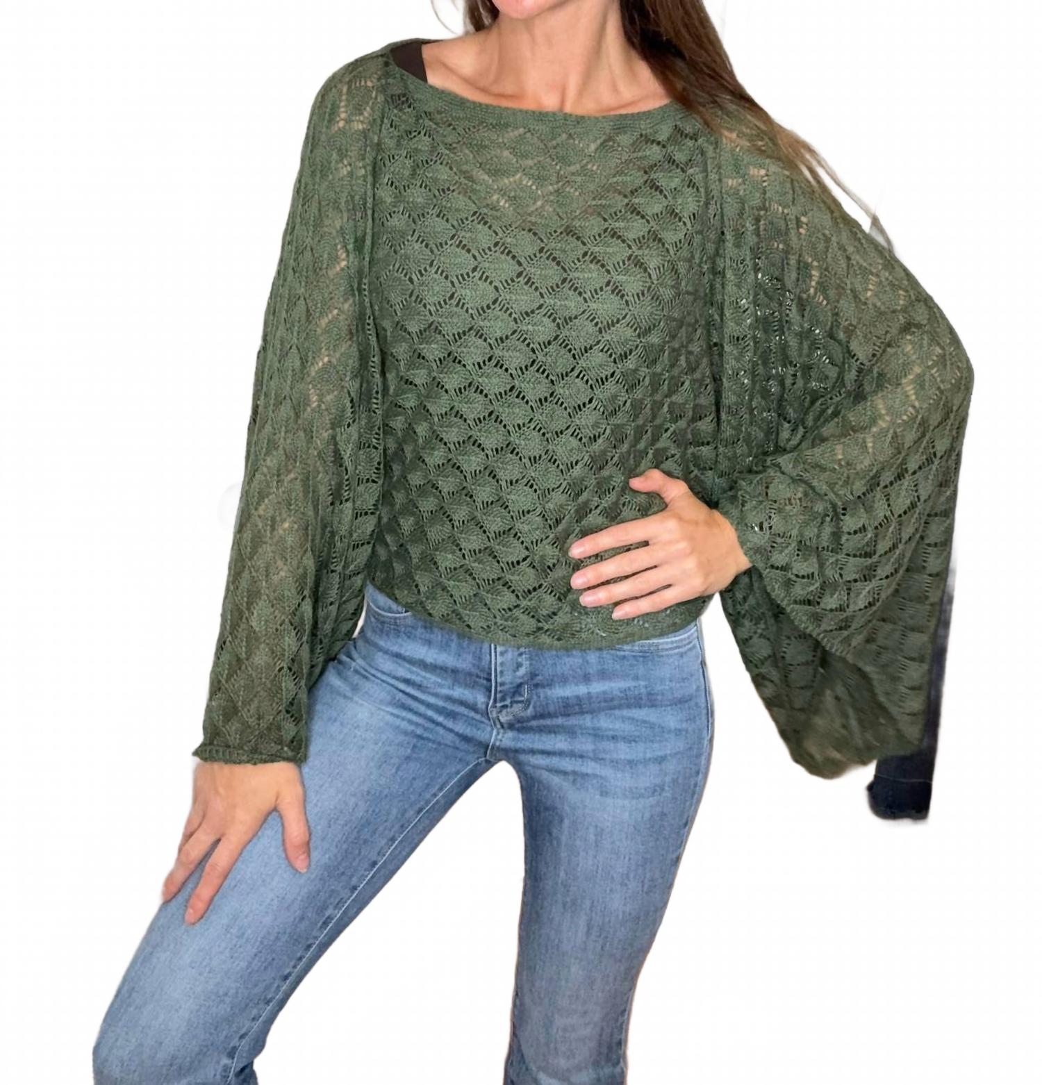 Free Spirit Bell Sleeve Top In Olive