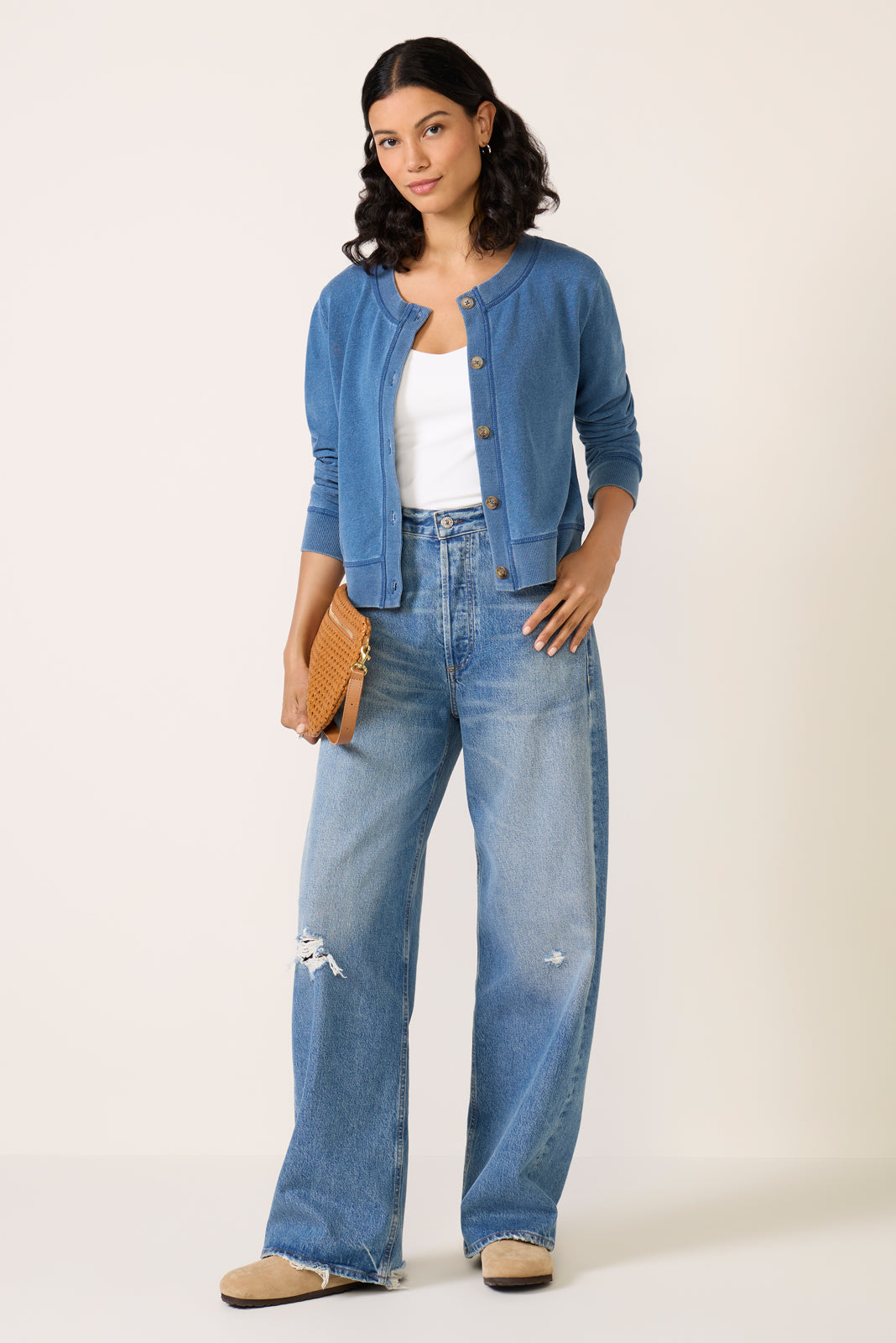 Women's Daily Knit Denim Cardigan