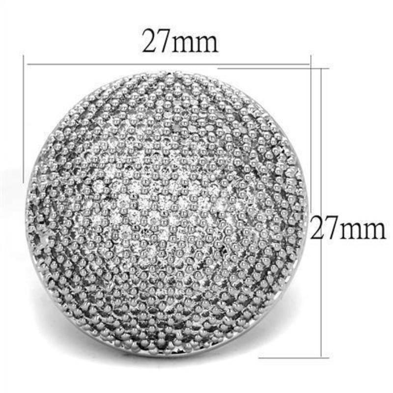 Rhodium Brass Ring with AAA Grade CZ in Clear