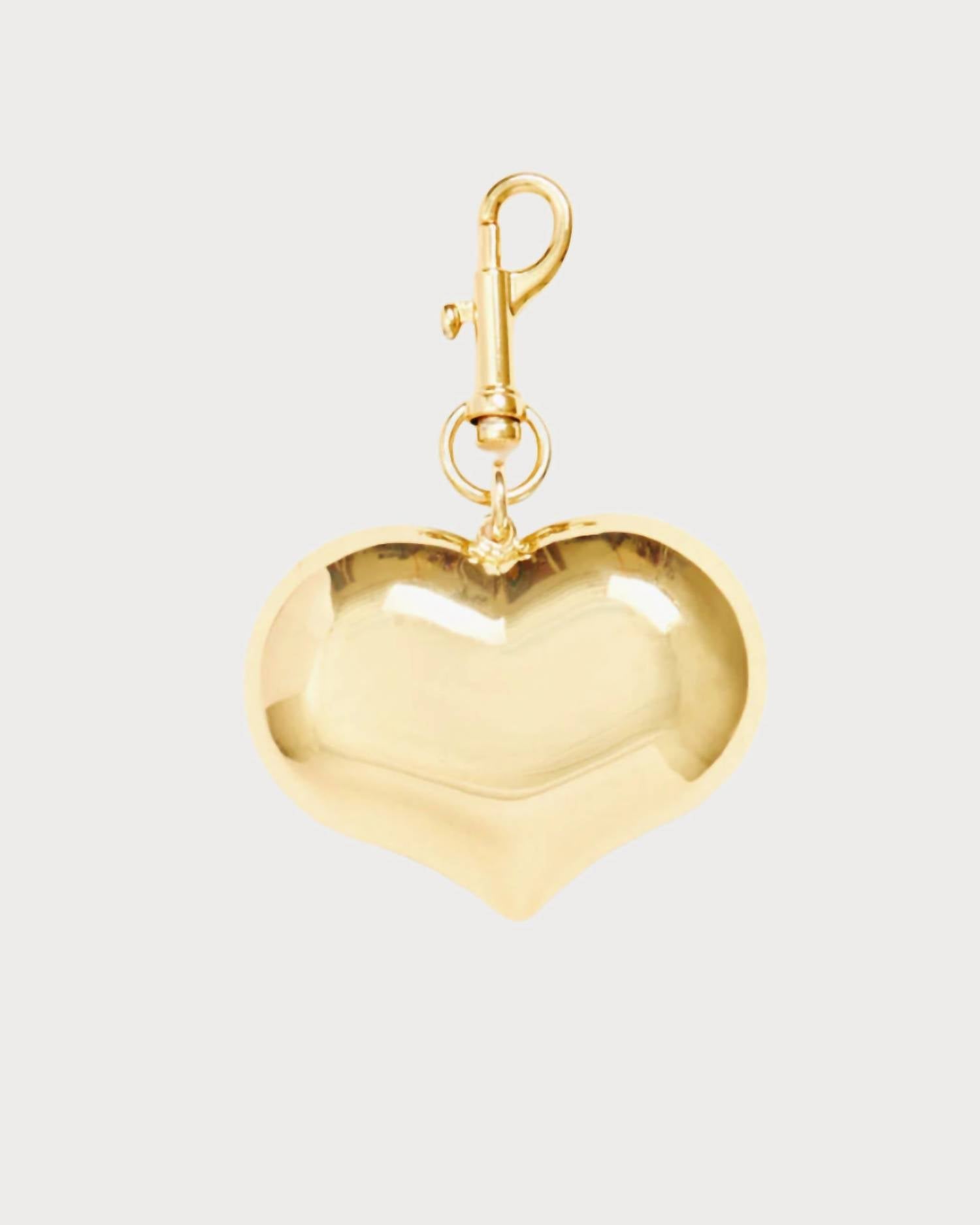 Women's Grand Mylar Heart Fob Bag Charm In Gold