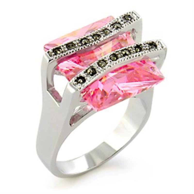 Antique Tone 925 Sterling Silver Ring with AAA Grade CZ in Rose