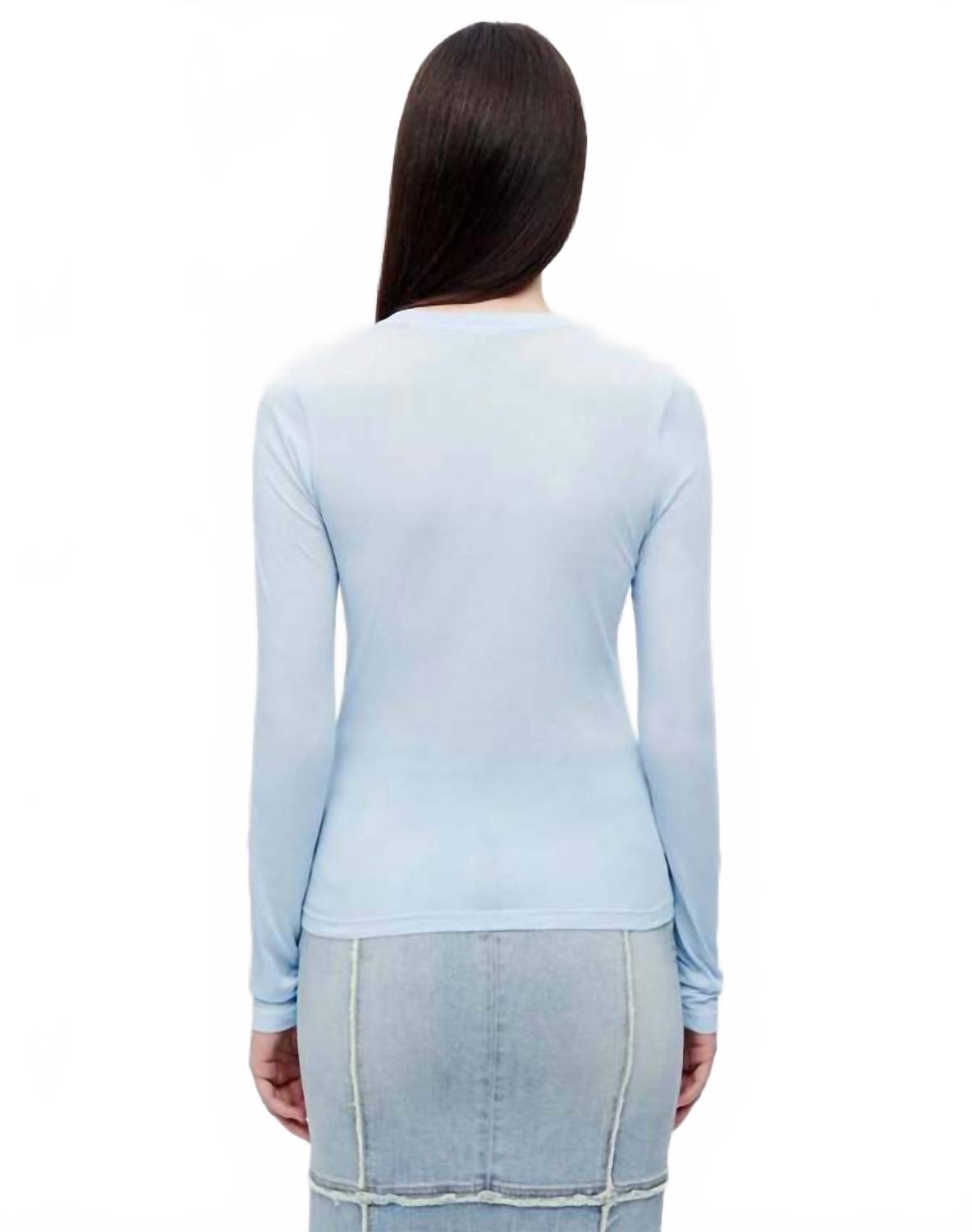 Sheer Long Sleeve Tee In Baby Blue
